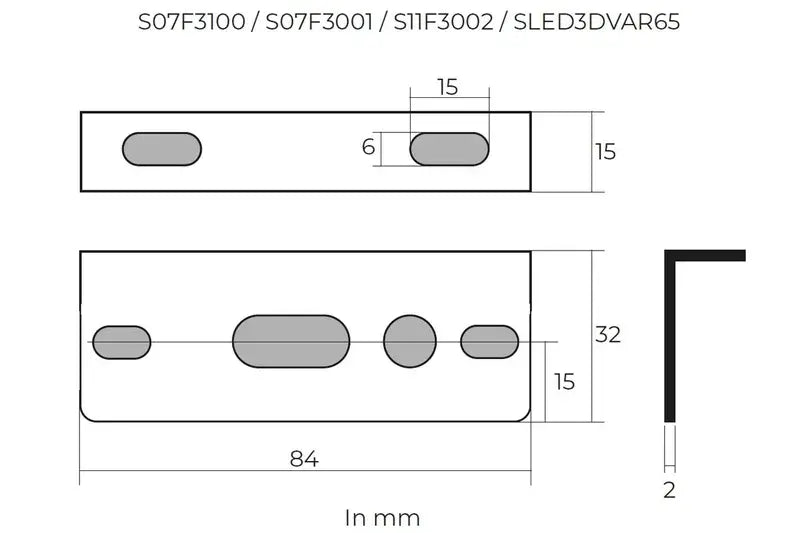 Staffa di montaggio per lampeggianti LED S07F3001, S07F3100, S11F3002 e SLED3DVAR65 – Tralert – immagine 3