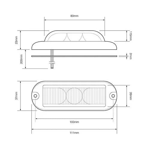 ElectraQuip -  Faretto LED 3 LED | Rosso 180 gradi | 10-30v