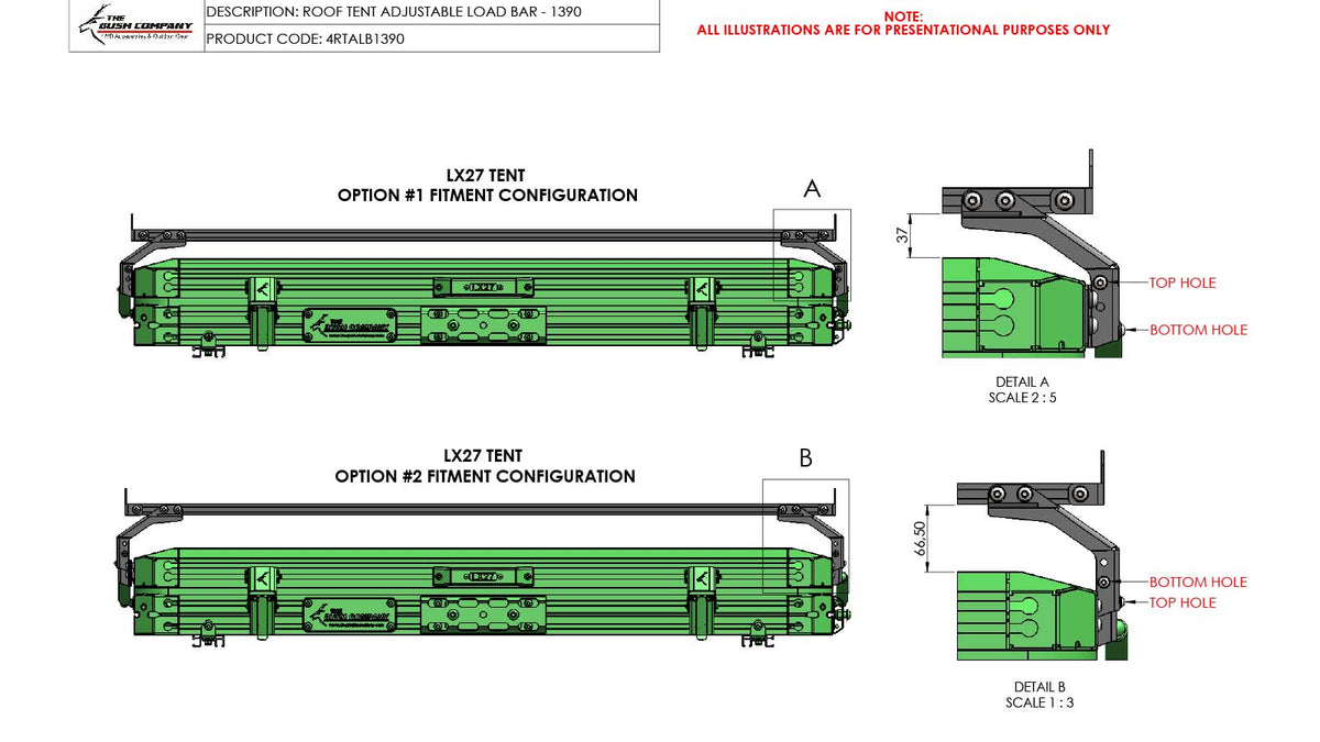 Barra di carico regolabile per tenda The Bush Company 4RTALB1390 – foto 4