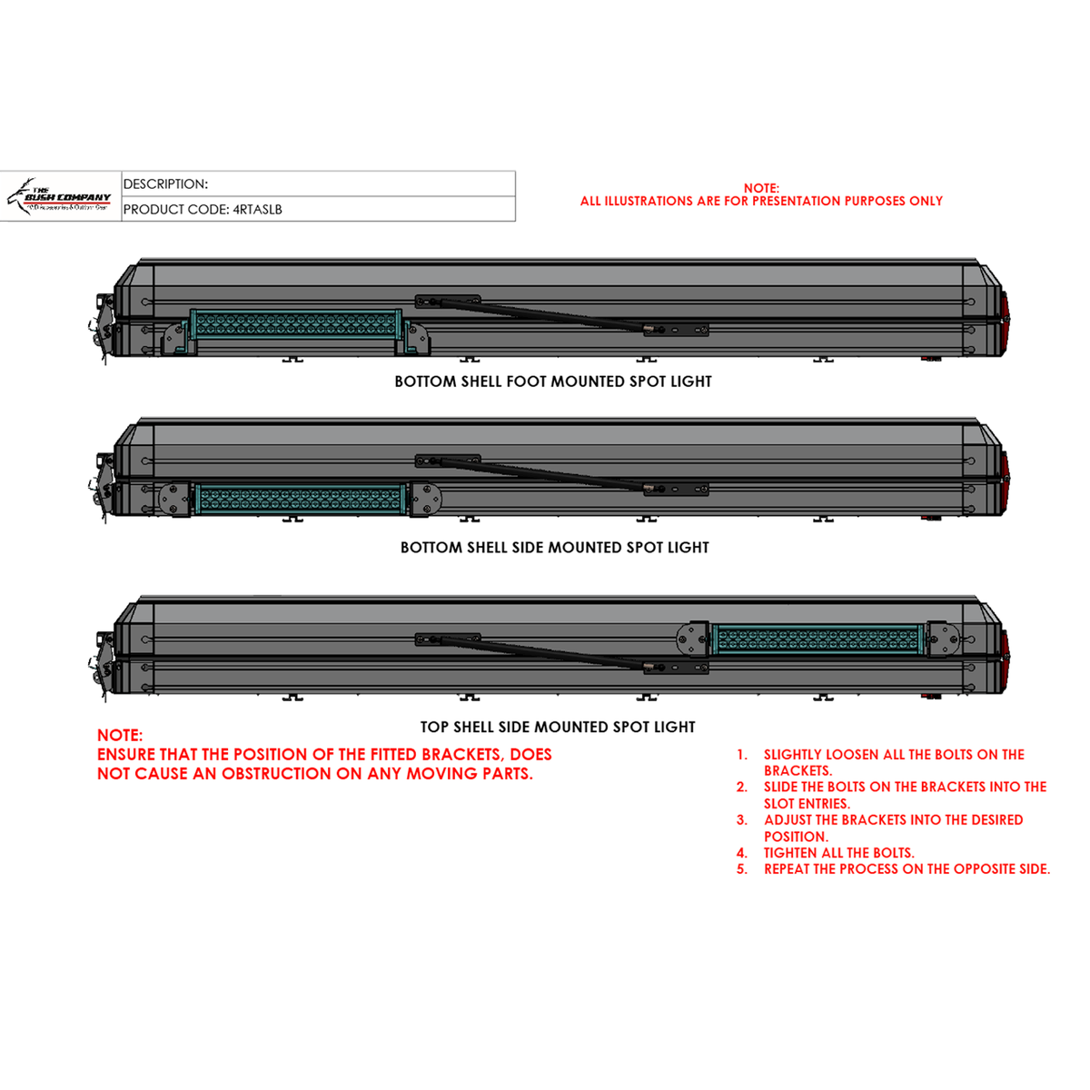 Staffe barra LED su tenda da tetto The Bush Company 4RTASLB – foto 2
