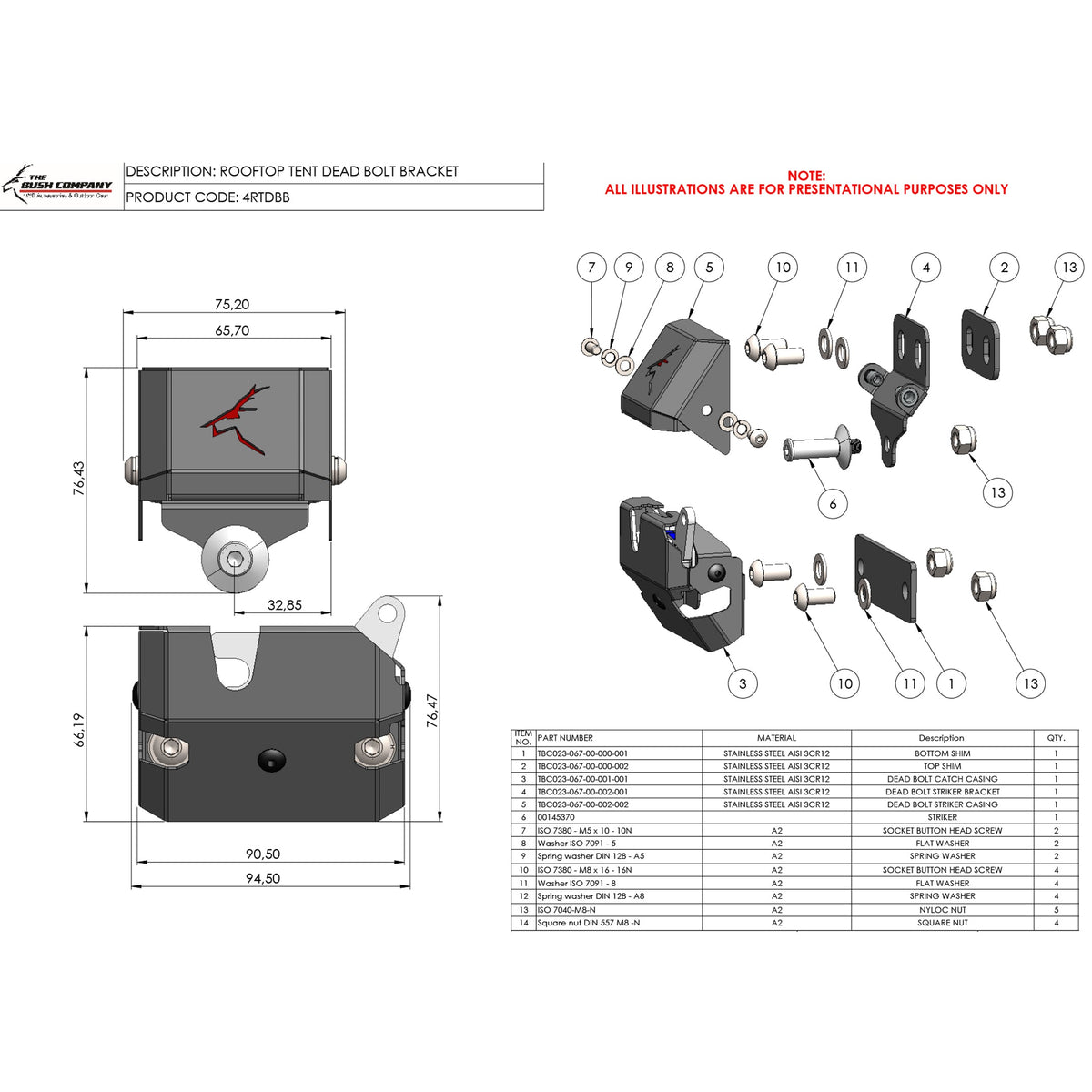 Staffa di sicurezza Dead Bolt The Bush Company 4RTDBB – foto 6