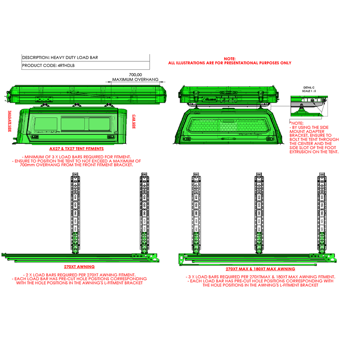 Barra di carico rinforzata per hard top The Bush Company 4RTHDLB – foto 5