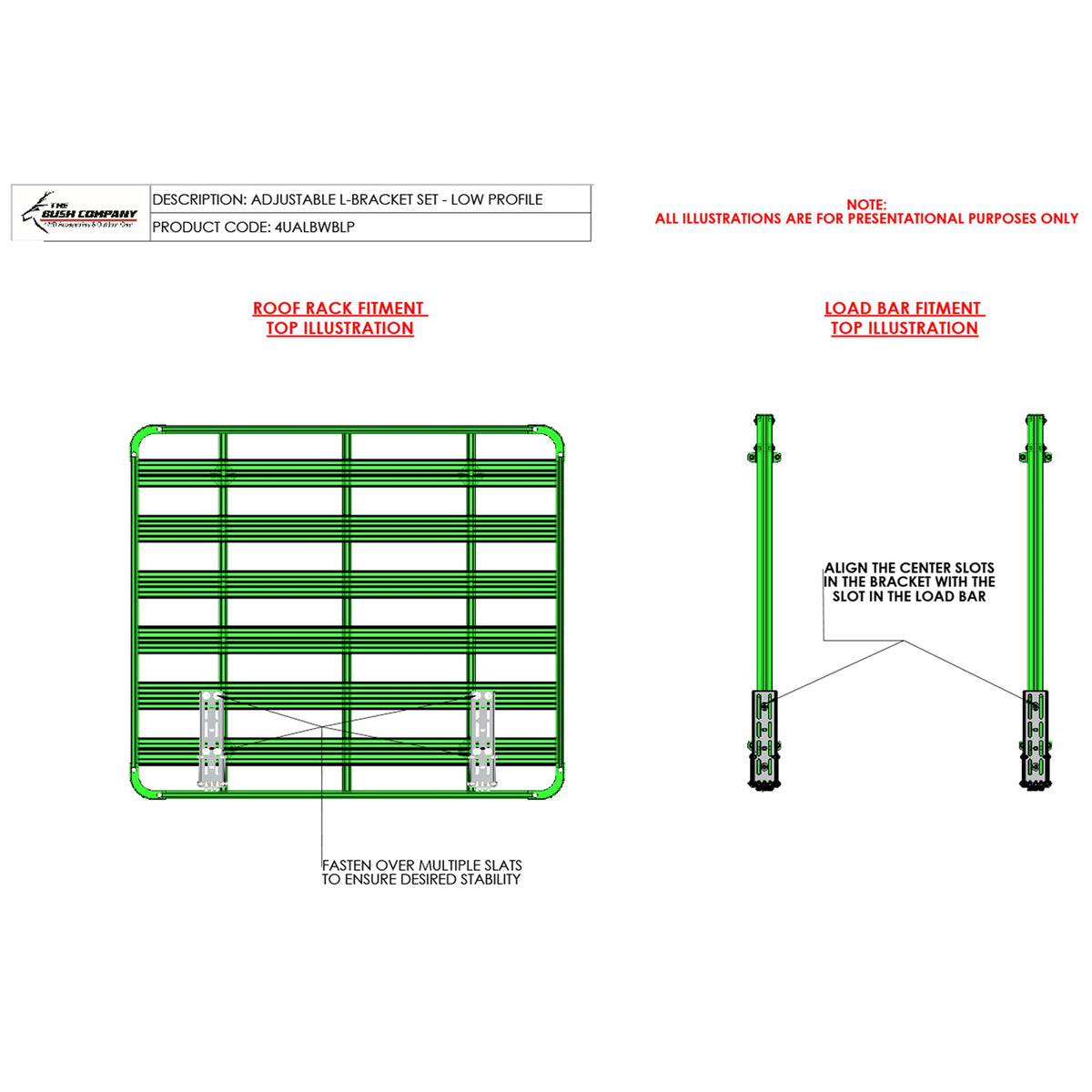 Staffe a L ribassate per Outhouse The Bush Company 4UALBWBLP – foto 2