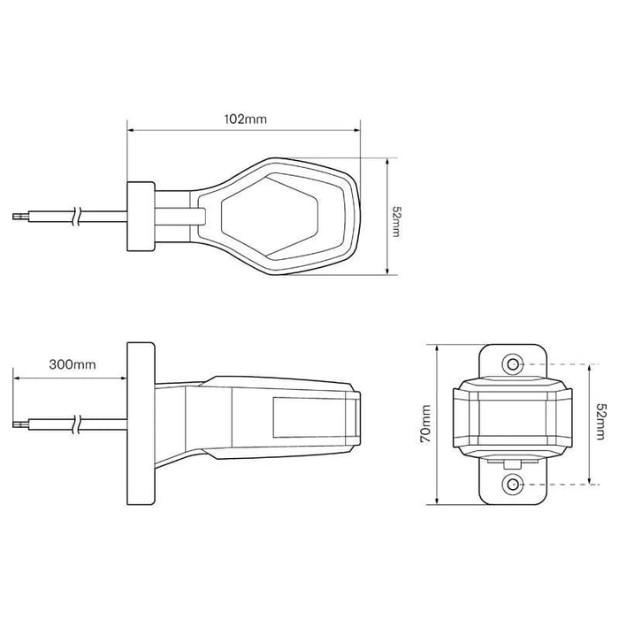 LED Autolamps - Sinistra | fanale frontale a LED | 12-24v | 30 cm. di cavo | rosso/bianco