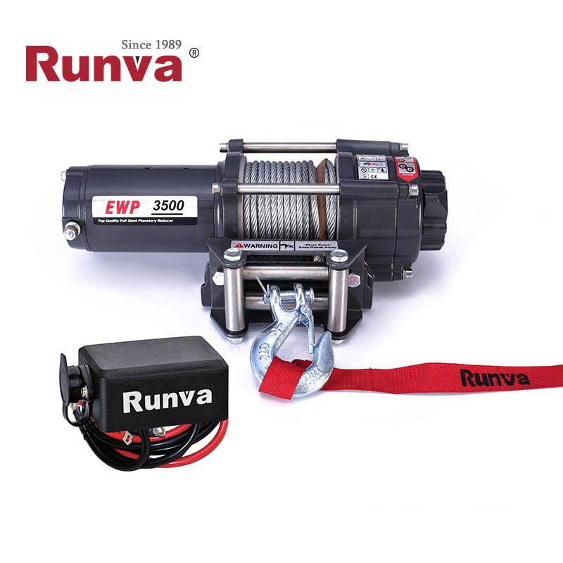 Runva EWP 3500 – Verricello elettrico 3.500 lb (1.588 kg) 12V, cavo in acciaio