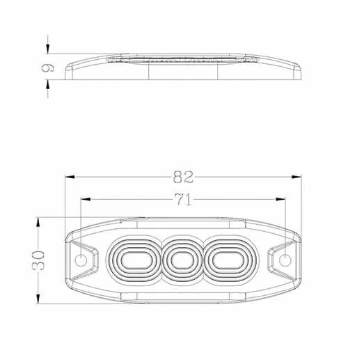 TRALERT - Torcia LED 3 LED | R65 | slimline | ambra | 10-30v