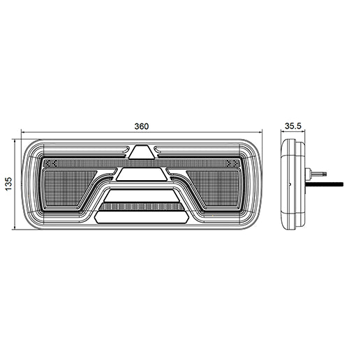Tralert  - Sinistra | fanale posteriore al neon a LED | Lampeggiante dinamica | 12-24v | Cavo da 200 cm