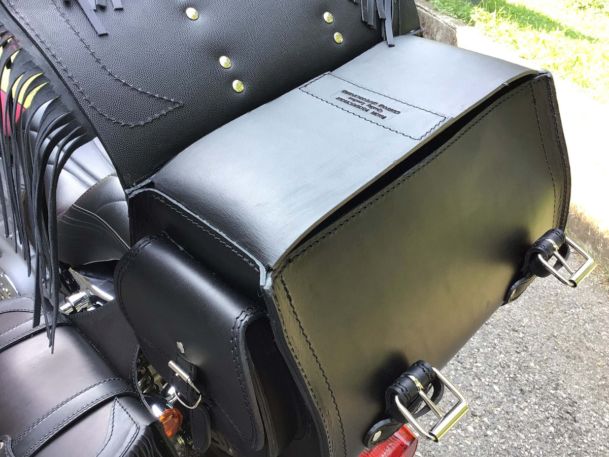 Borsa Cuoio 4mm frange in pelle Fatta a mano Nera