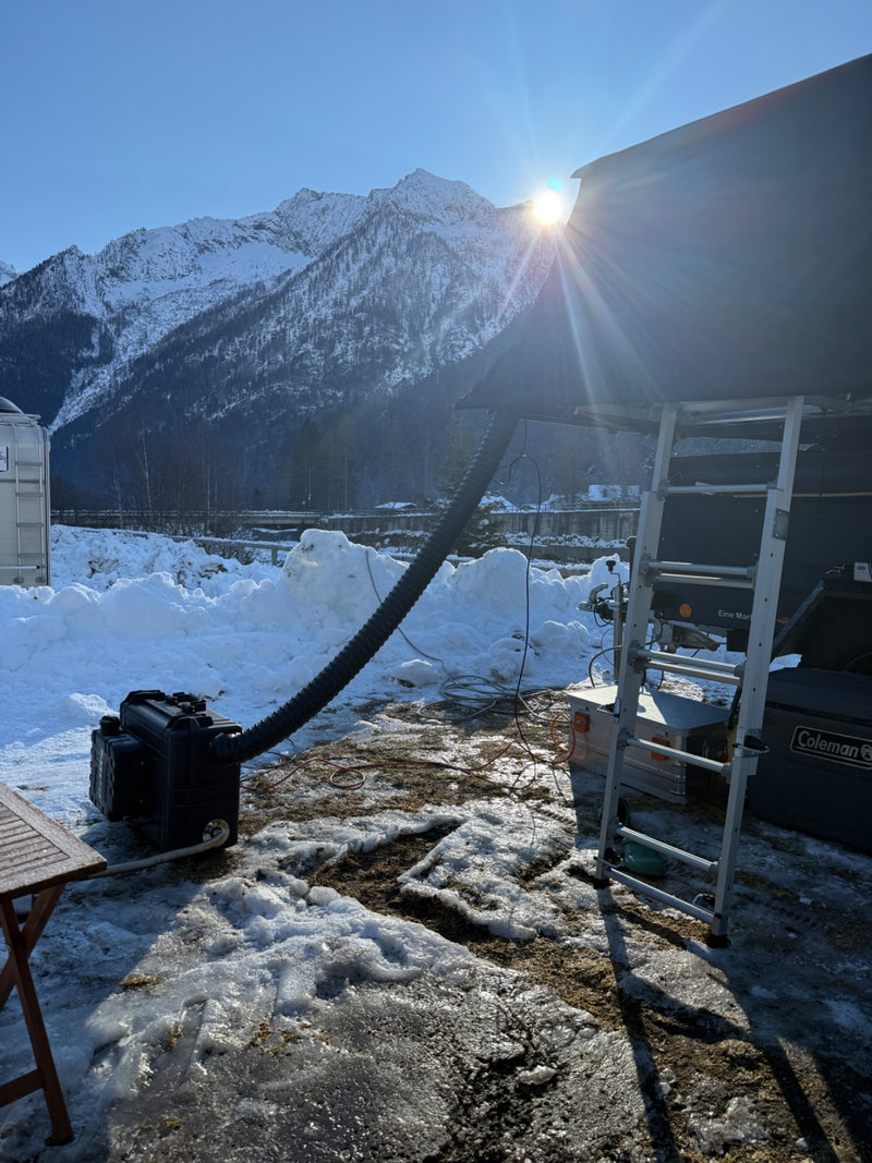Riscaldatore diesel IP65 per tenda da tetto usato all’aperto con pioggia e umidita