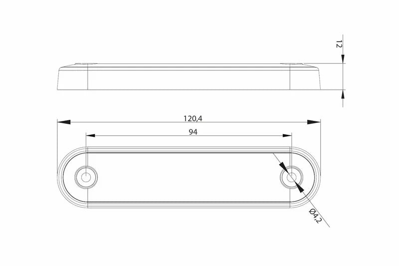 Tralert Fristom -  Fanale di segnalazione a LED rossa lunga | 12-24v | 0,15 m. di cavo