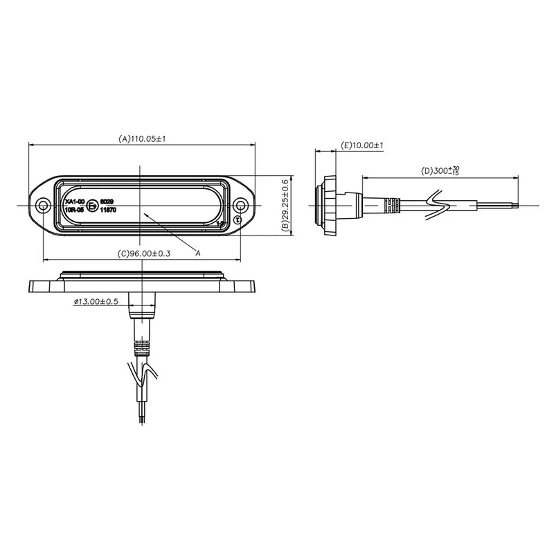 TRALERT - LED R65 ambra lampeggiante | 12-24v | 2 m. di cavo