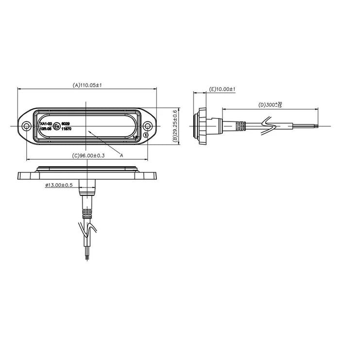 TRALERT - LED R65 ambra lampeggiante | 12-24v | 2 m. di cavo