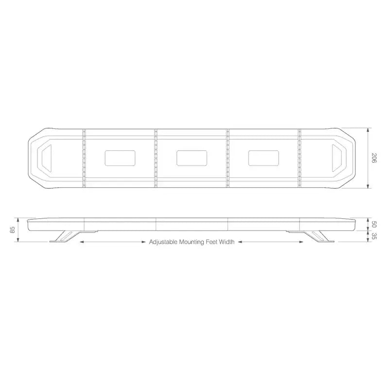 Barra lampeggiante LED ambra R65, 862 mm, lampeggio alle estremità – ElectraQuip – immagine 6