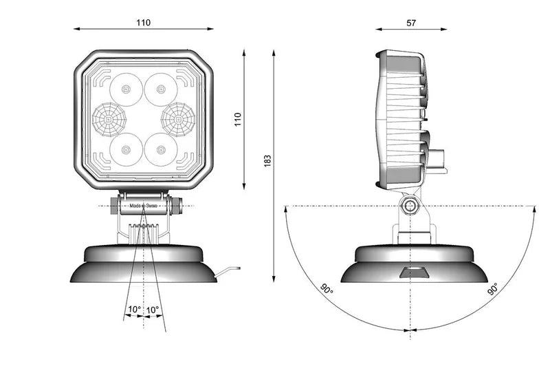 Vignal Group - Lampada da lavoro LED Carbonlux 10-30v/1500lm