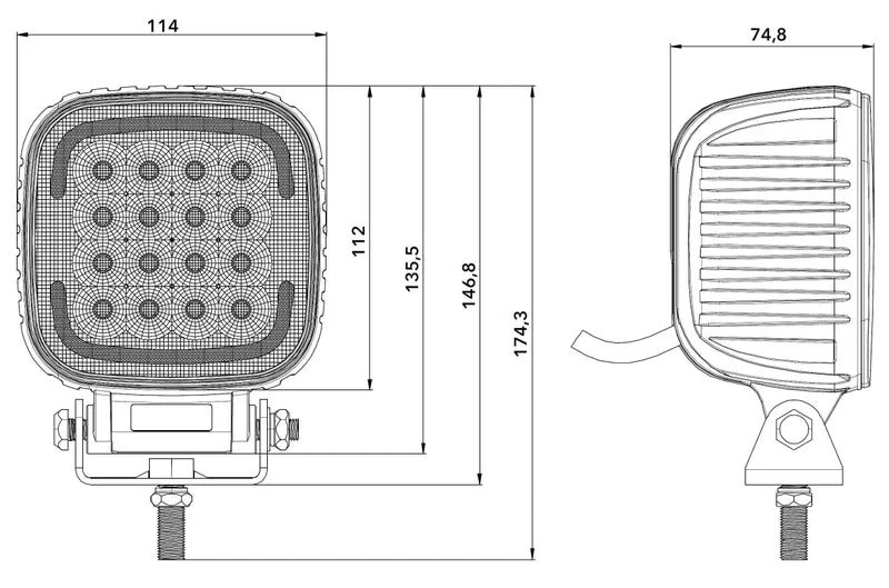 TRALERT - fanale da lavoro quadrupla a LED con fanale di posizione 9-36v