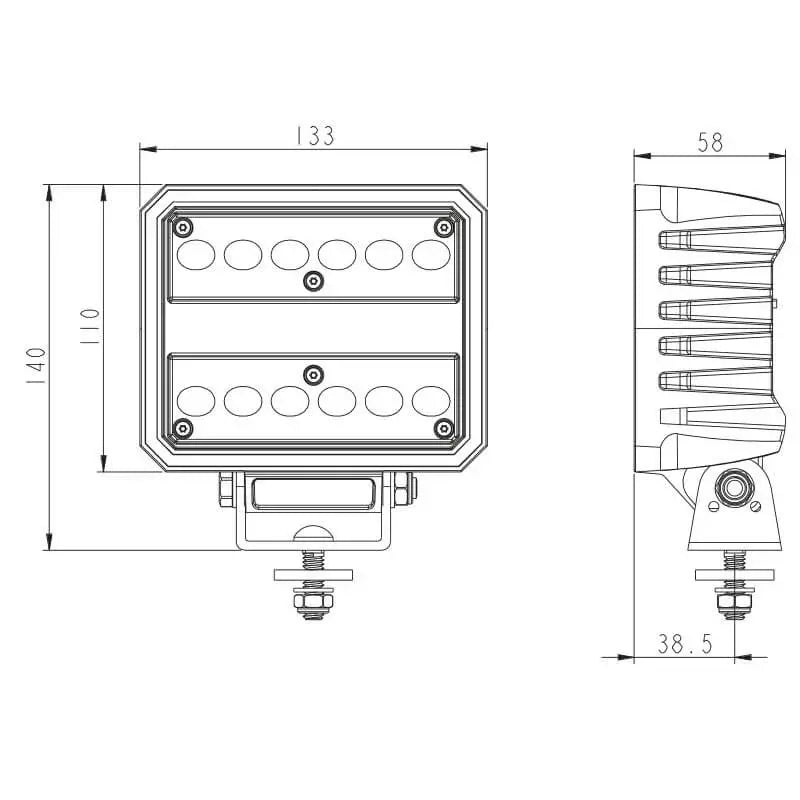 Fanale da lavoro a LED, 6200 lumen, 60 W, IP69K, connettore Deutsch integrato – Tralert – immagine 7