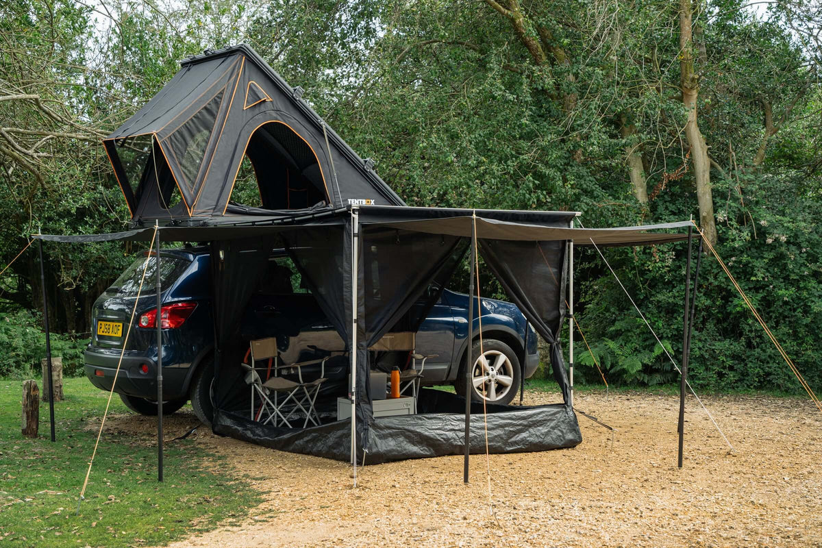 Tentbox Tendalino laterale tenda Tentbox montato su auto con area relax