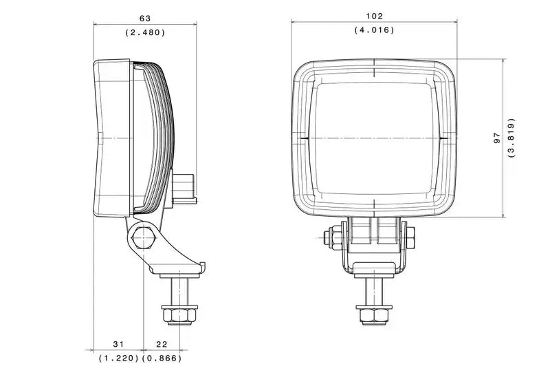 Lampada da lavoro LED ABL quadrata 2000 lumen, 29 W, IP69K, connettore Deutsch – Vignal – immagine 2
