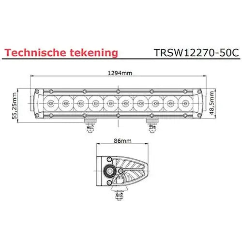 Barra LED, 250 W, 24900 lumen, cavo 40 cm, connettore Deutsch – Tralert – immagine 4