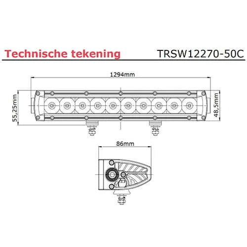 TRALERT - Barra LED | 250 watt | 24900 lumen | 9-30v | 40 cm. di cavo