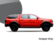 Alpha Hardtop Type E+ Air V2 Ford Ranger Raptor 2023 in Conquer Grey with stylish side view.