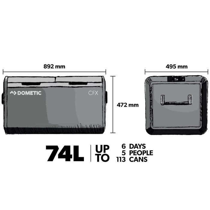 Dometic CFX3 75DZ Despensa portátil con compresor bizona, 74 l
