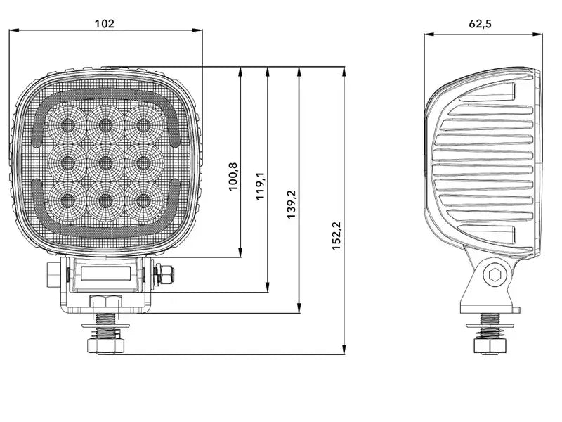 Fanale da lavoro quadruplo a LED con luce di posizione, 9-36 V, 5220 lm, 45 W – Tralert – immagine 3