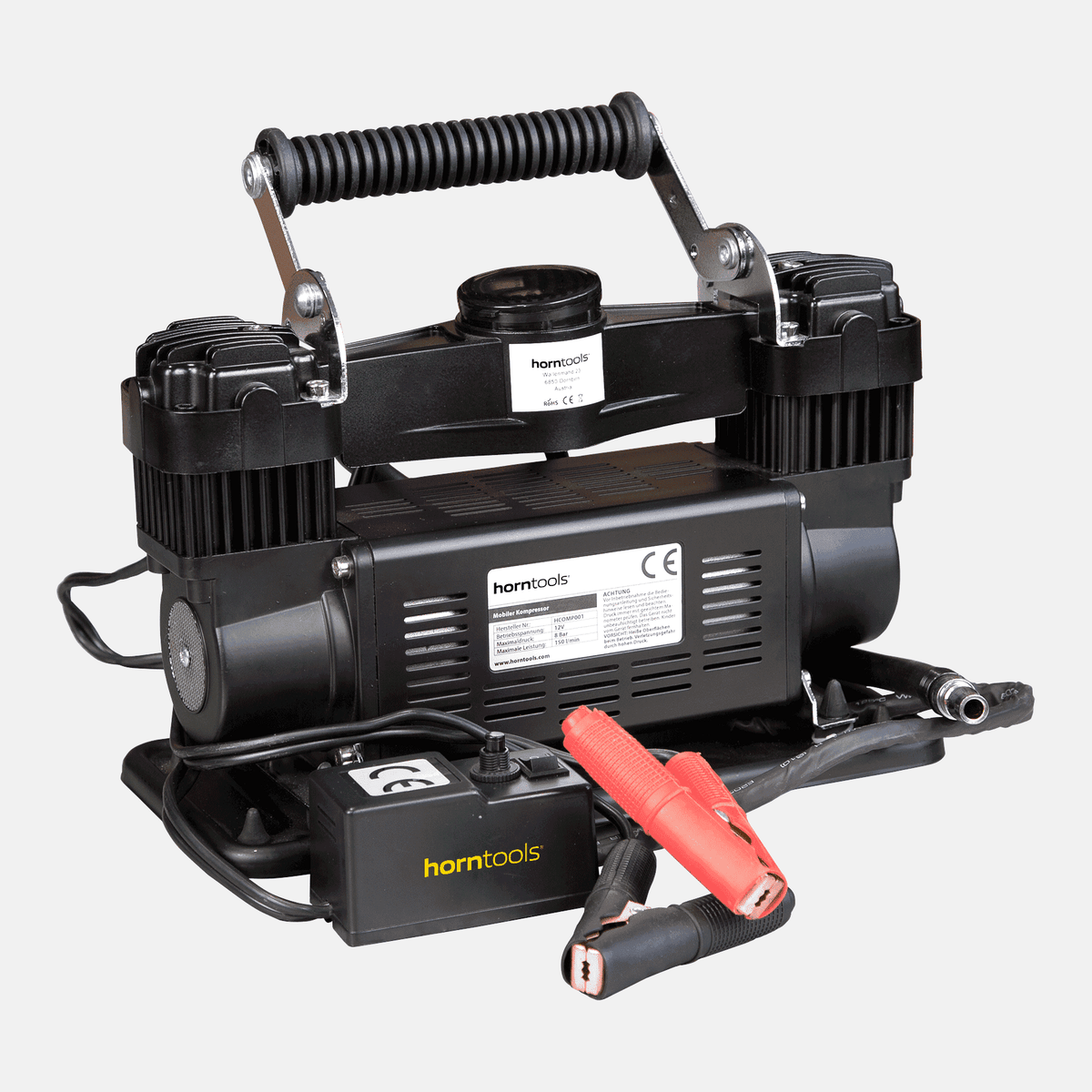 Compressore Horntools bicilindro 150 l/min 8 bar 24 V