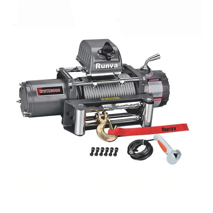 Verricello elettrico industriale 4x4 Runva 6000 lb - 2722 kg - 12V con comando