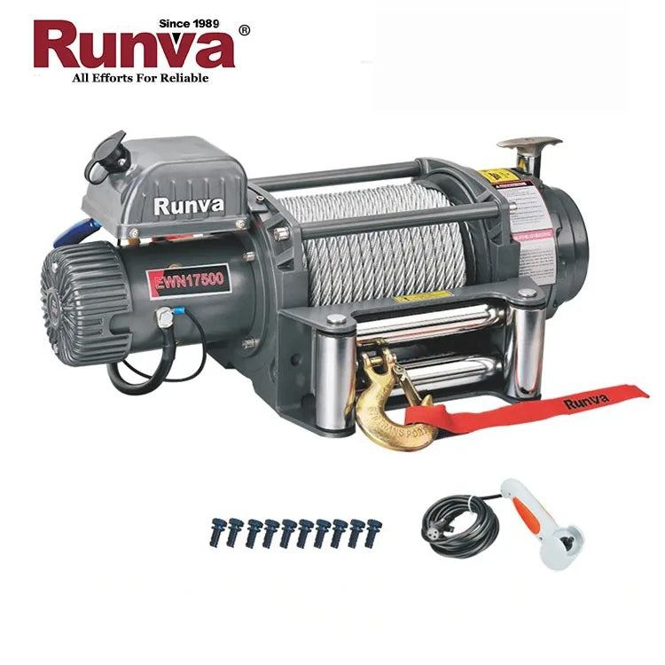 RUNVA ELECTRIC WINCH 17500 lb - 7938 kg - 12V WITH CONTROL