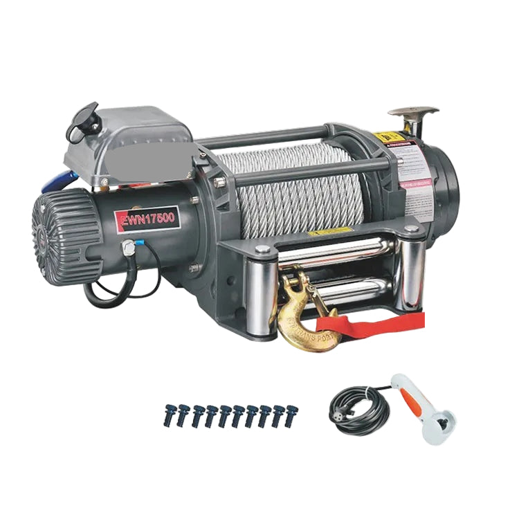 Runva EWN 17500 – Verricello elettrico 17.500 lb (7.938 kg) 24V con comando, cavo in acciaio