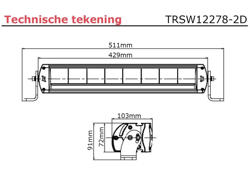 TRALERT -  Barra LED CON LUCI DIURNE| 80 watt | 7040 lumen | 9-36v | 40 cm. di cavo-