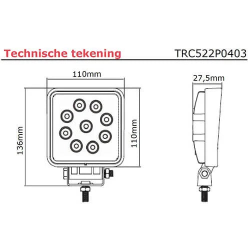 TRALERT - fanale da lavoro a LED | piatta | 1710 lumen