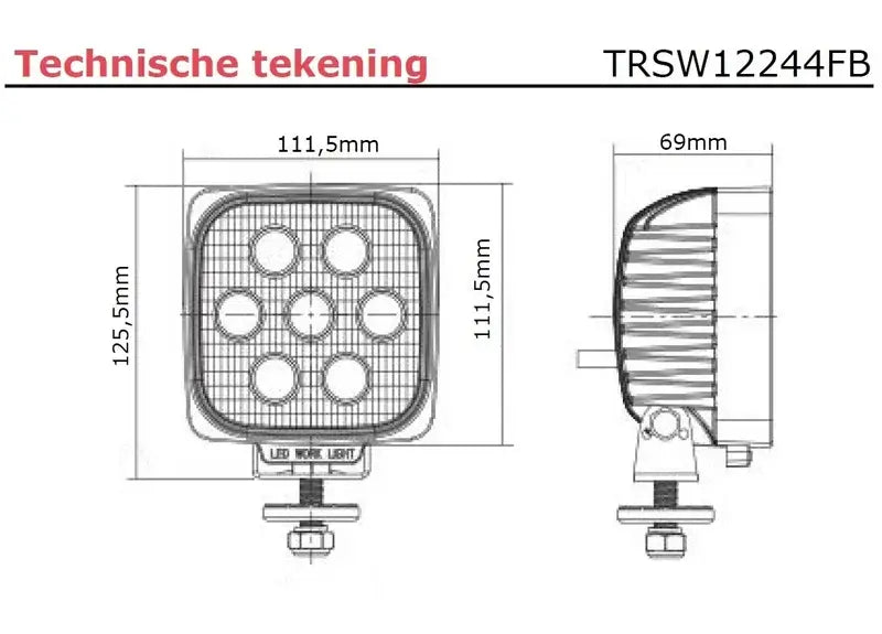 Fanale da lavoro a LED, 2800 lumen, 9-36 V – Tralert – immagine 4