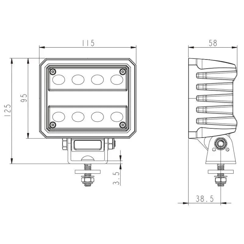 Fanale da lavoro a LED, 4100 lumen, 40 W, IP69K, connettore Deutsch integrato – Tralert – immagine 5