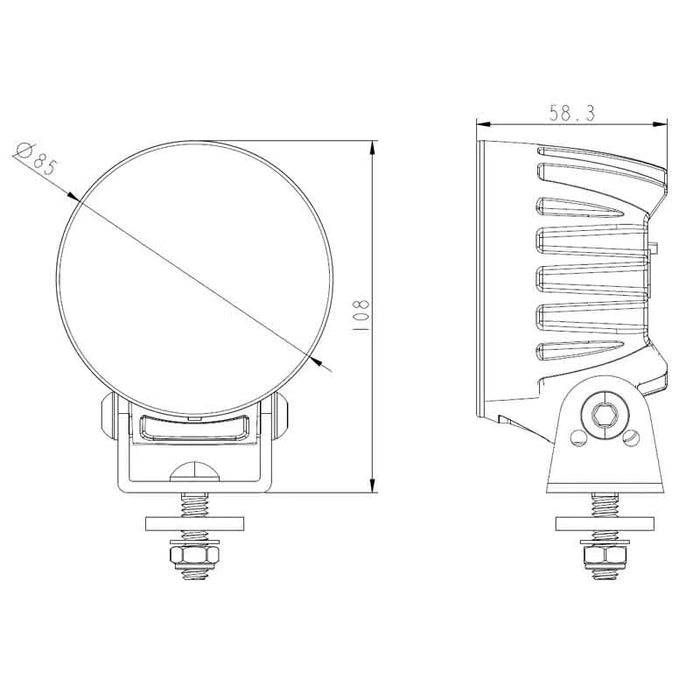 TRALERT - Faro da lavoro a LED rotondo | 3800 lumen | 40Wat