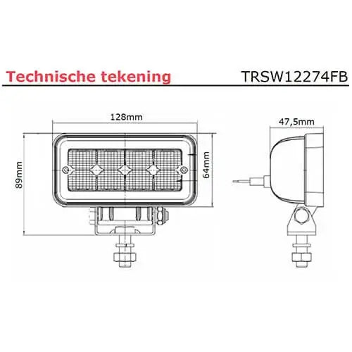 Fanale da lavoro a LED, 1136 lumen, 9-36 V, cavo 40 cm – Tralert – immagine 7