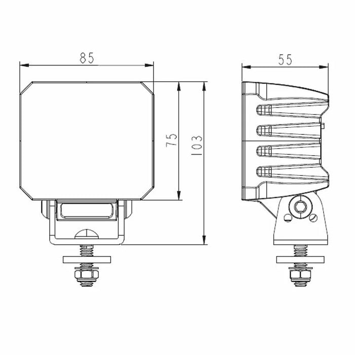 TRALERT - Foco de trabajo LED cuadrado | 3800 lúmenes | 40 vatios