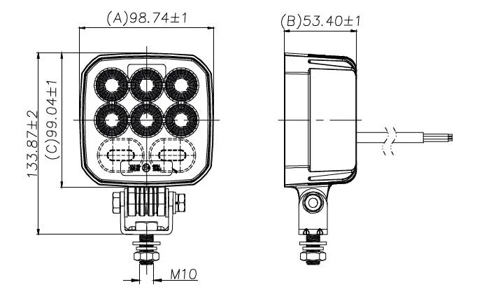 TRALERT - Luz de trabajo LED | Linterna R65 | 2250 lúmenes | 9-36v