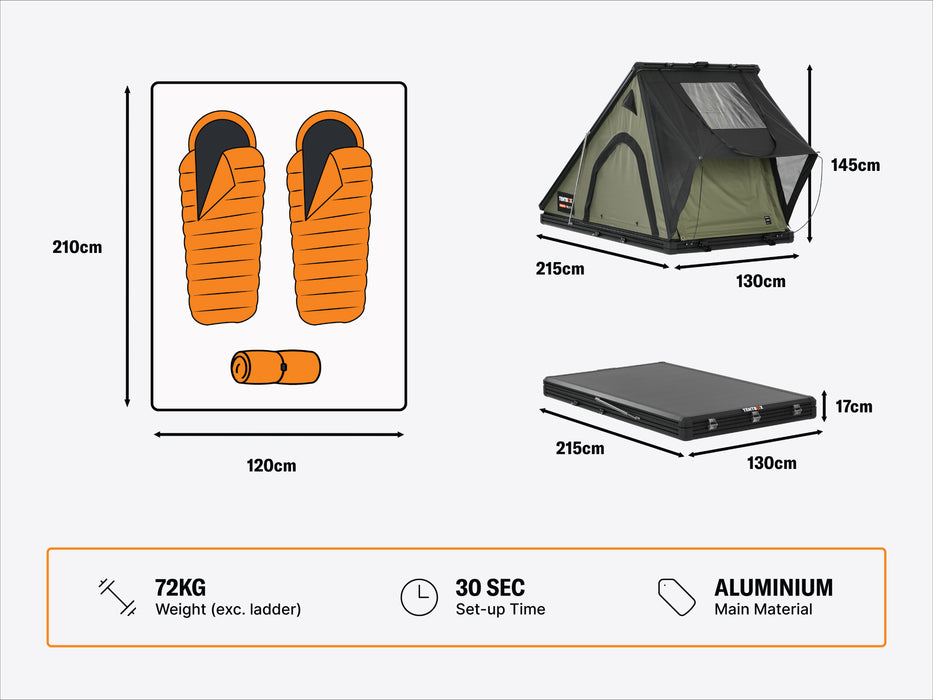 TentBox Cargo 2.0 Tenda da tetto - Forest  Copertura rigida