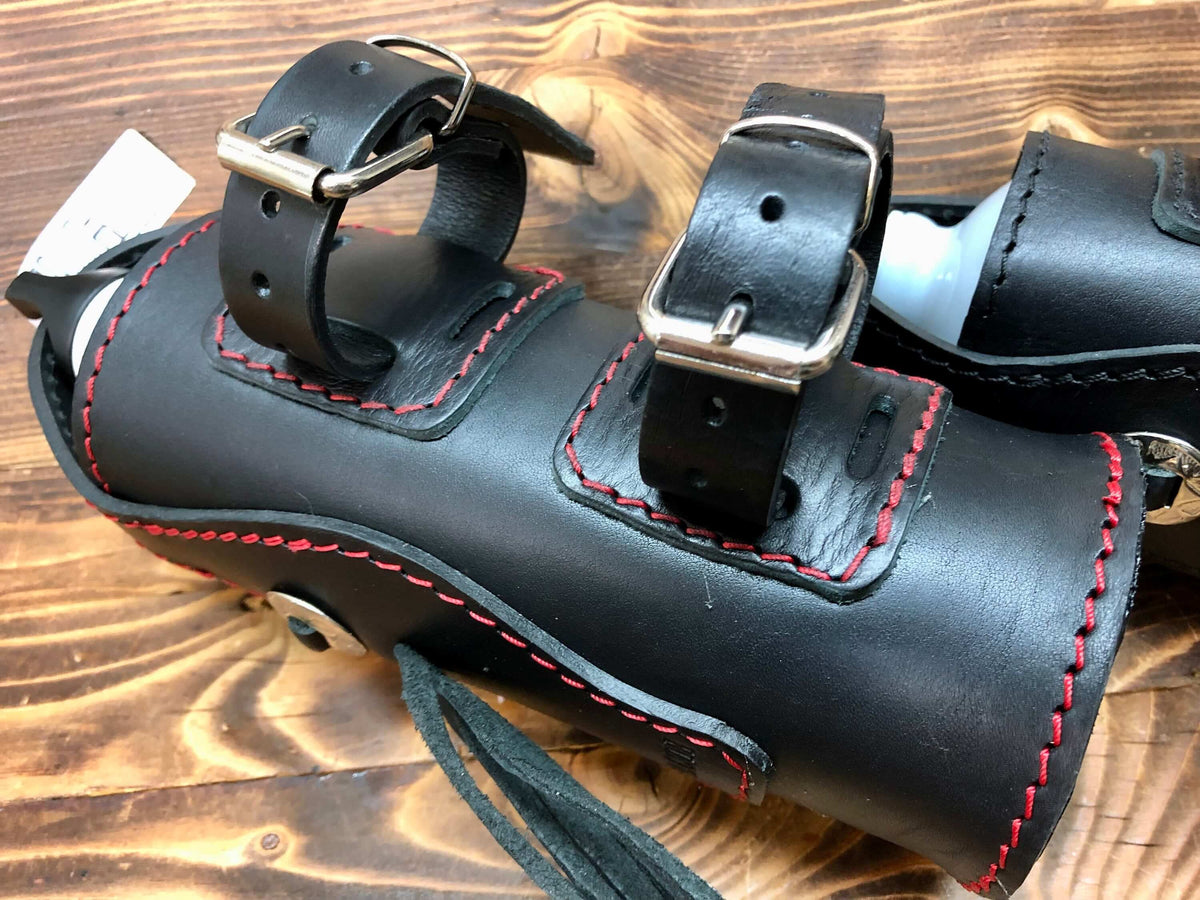 Porta borraccia termica in pelle per forcelle moto da 0,75