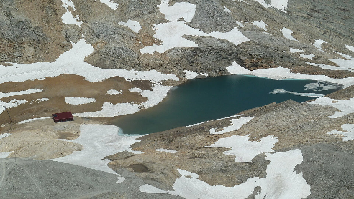 Colle del Sommeiller e lago glaciale visti dalla Punta Sommeiller