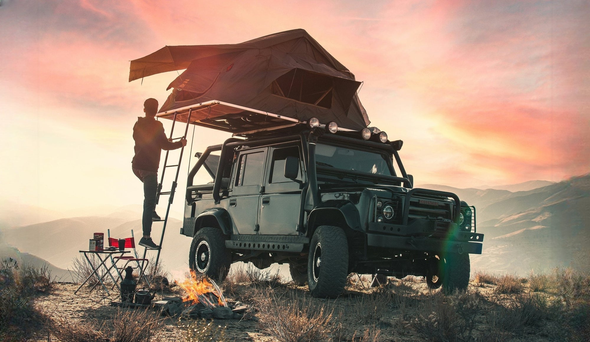 argoing slide defender tenda tetto tramonto campo senza targa