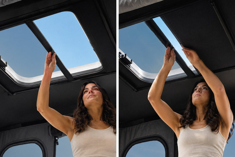 Tenda da tetto AutoHome Air-Sky 360 – apertura della finestra a tetto