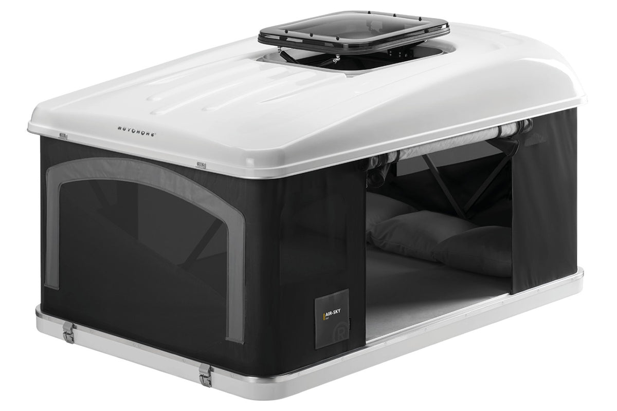 Tenda da tetto AutoHome Air-Sky 360, guscio Bianco – tenda aperta