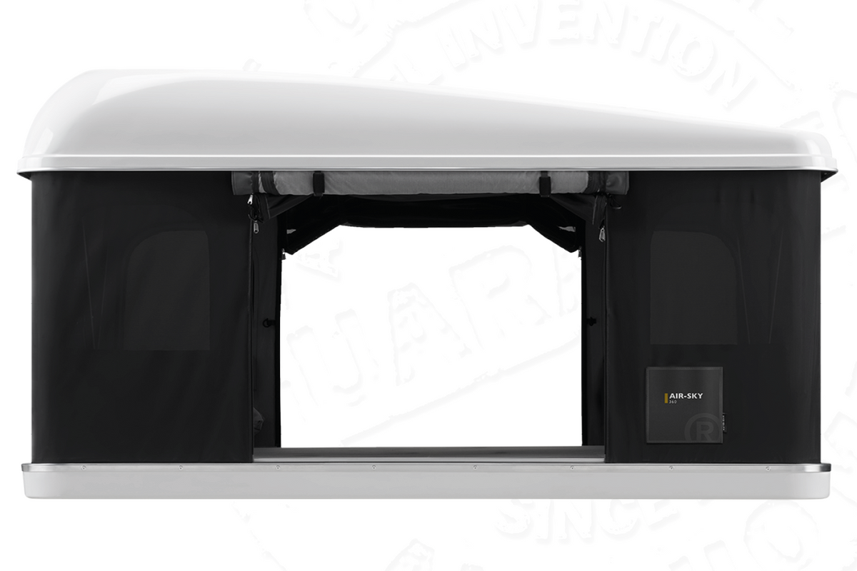 Tenda da tetto AutoHome Air-Sky 360, guscio Bianco – vista laterale con porta aperta
