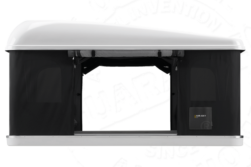 Tenda da tetto AutoHome Air-Sky 360, guscio Bianco – vista laterale con porta aperta