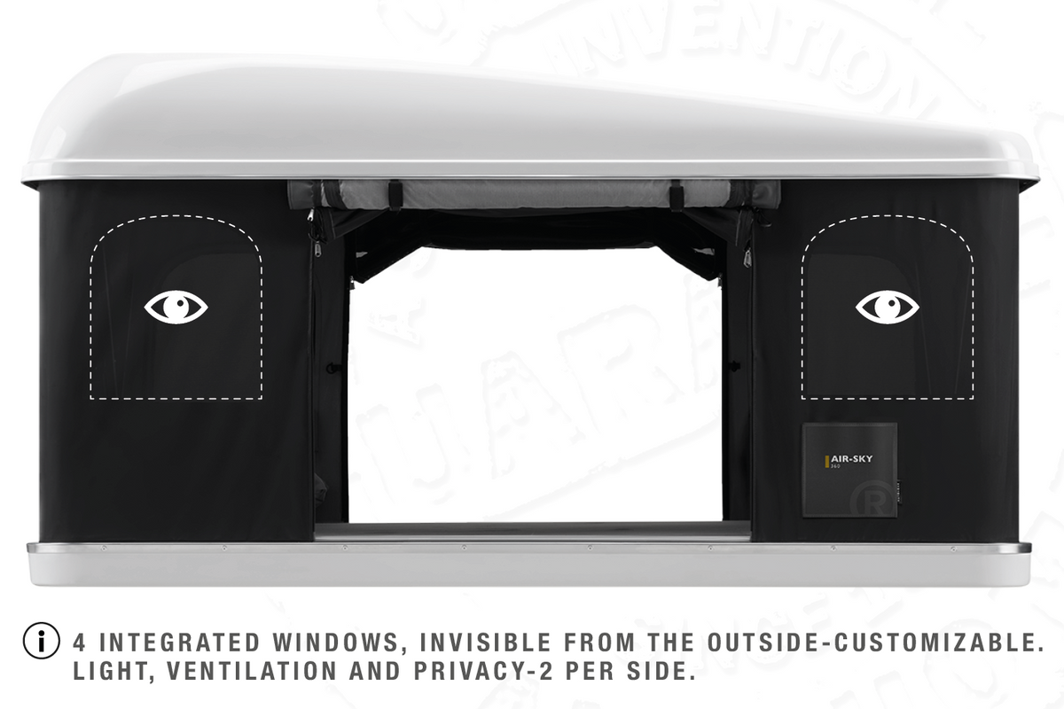 Tenda da tetto AutoHome Air-Sky 360, guscio Bianco – finestre integrate
