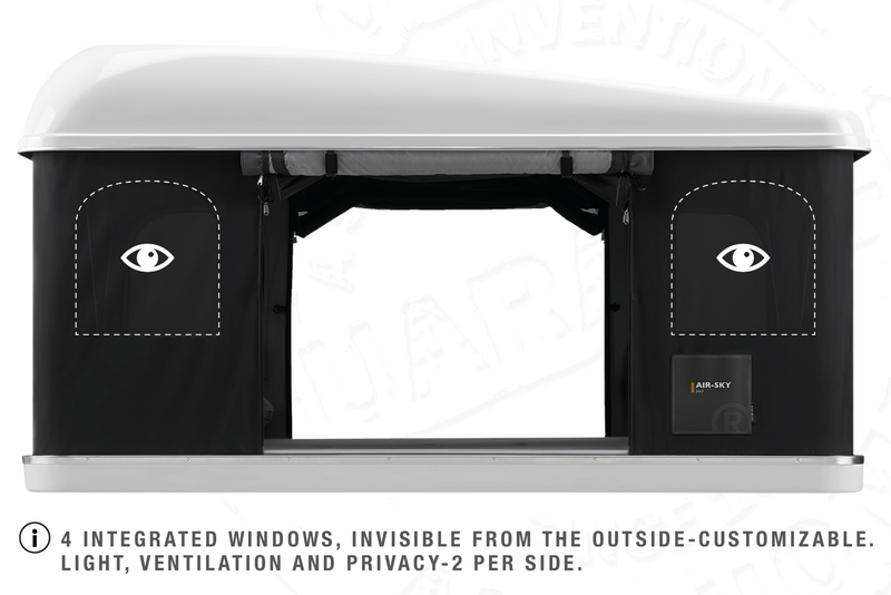 Tenda da tetto AutoHome Air-Sky 360, guscio Bianco – finestre integrate