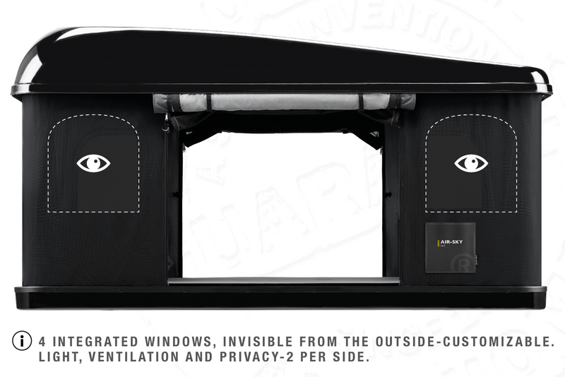 Tenda da tetto AutoHome Air-Sky 360, guscio Black Storm – finestre integrate